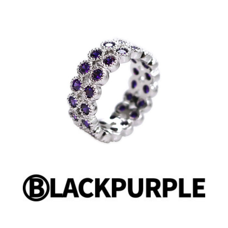 Worn by IVE Wonyoung and BTS RM / BLACKPURPLE / Double round tennis cubic  ring