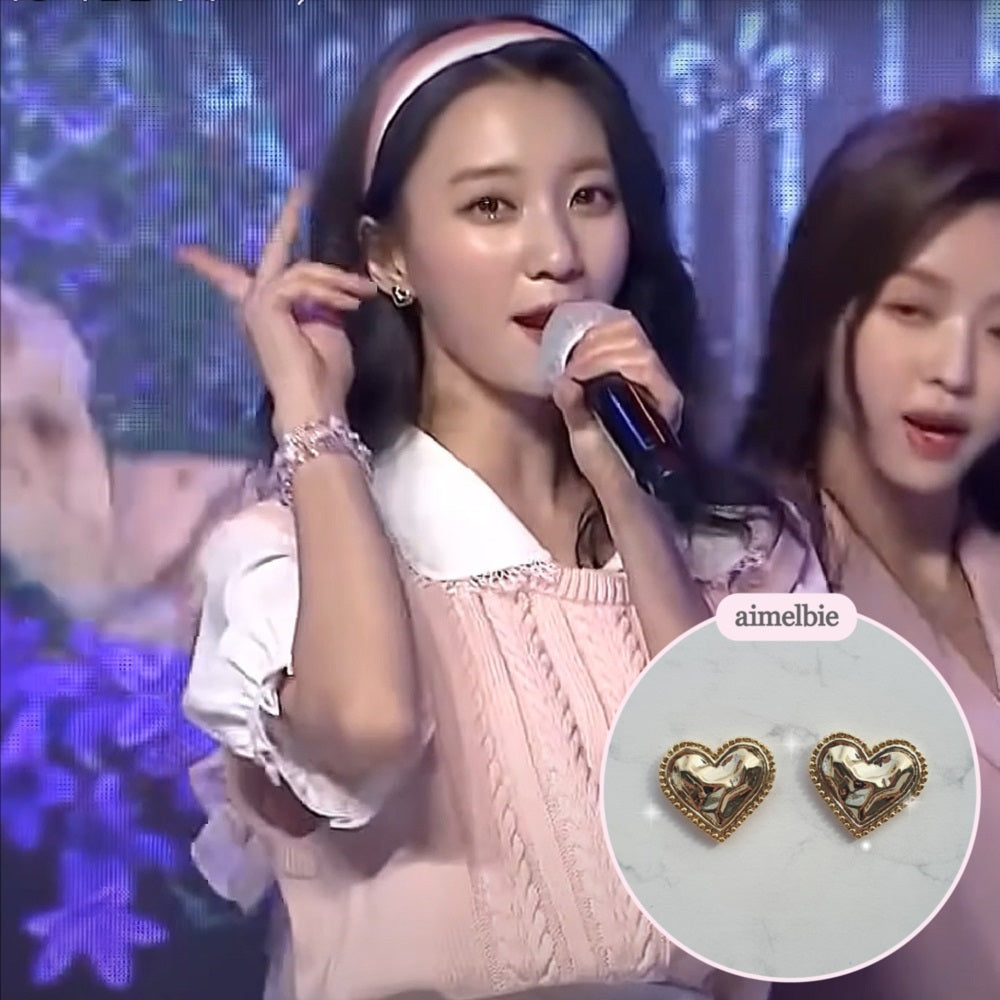OH MY GIRL ユビン着用 aimelbie ゴールドレースハートピアス