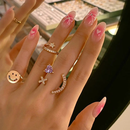 X Heart Stone Smile Pavé Ring / AVEC NEW YORK